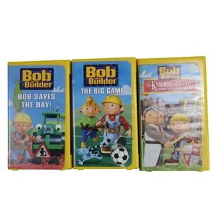 Vintage Bob The Builder VHS Lot 3 Tapes Bob Saves Day Big Game Knights Fix-A-Lot